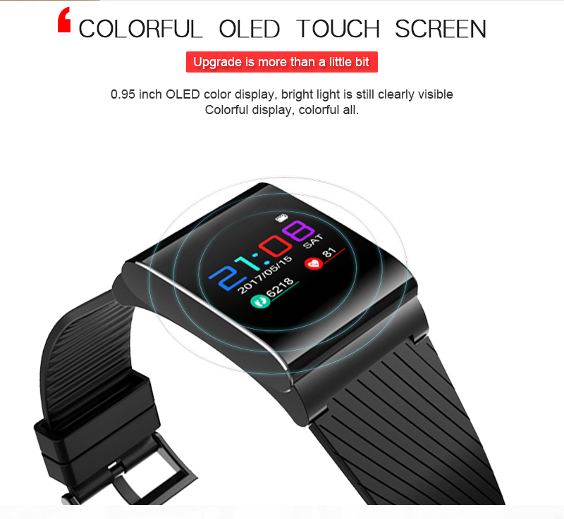 X9 Pro Smart Braclet 0.95" OLED Color Screen Heart Rate Monitor IP67 Water Resistance Blood Pressure Compatible with iOS Android - Black
