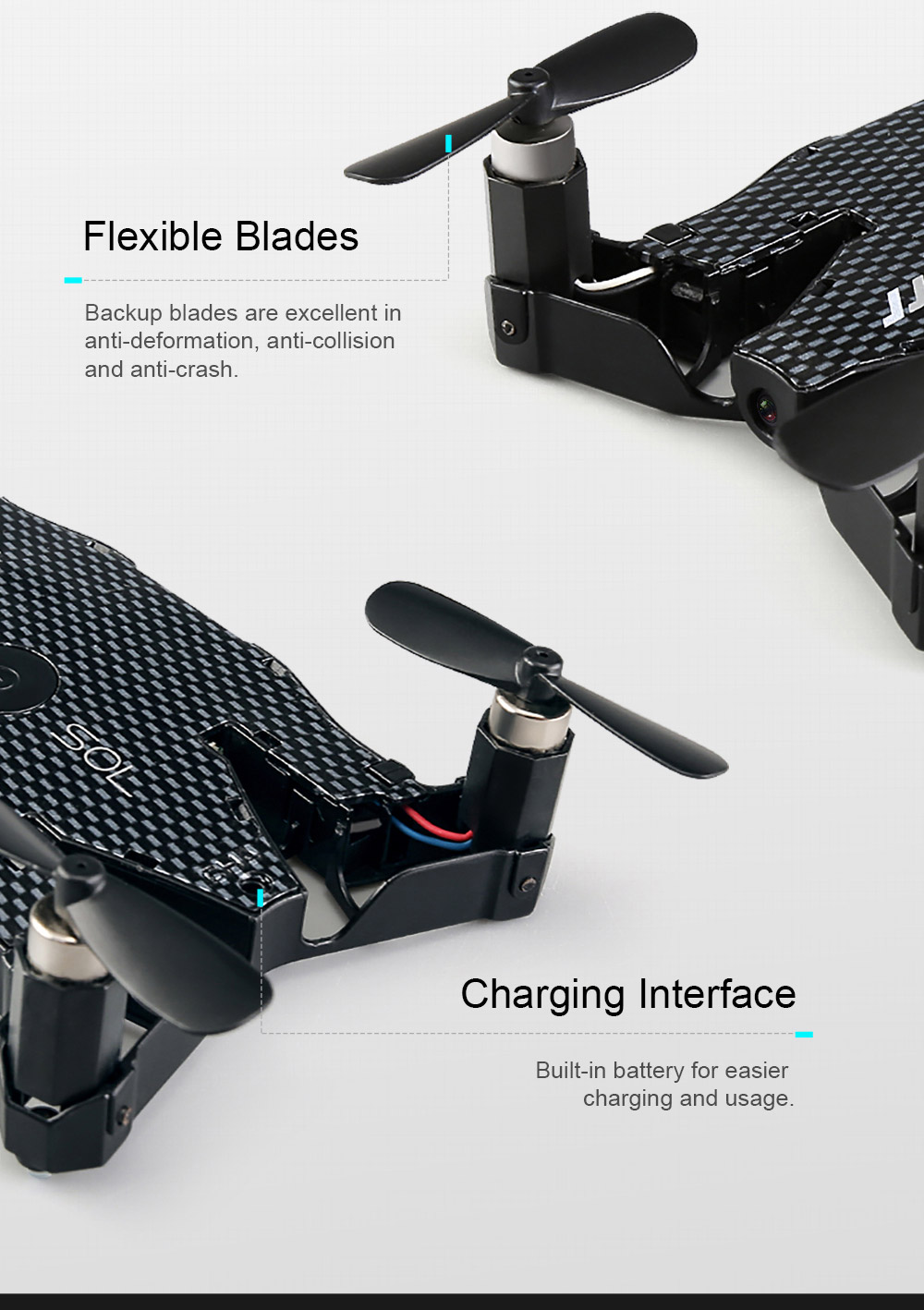 JJRC H49 SOL 720P WIFI FPV Ultrathin Foldable Selfie Drone with Beauty Altitude Hold Mode RC Quadcopter RTF - White