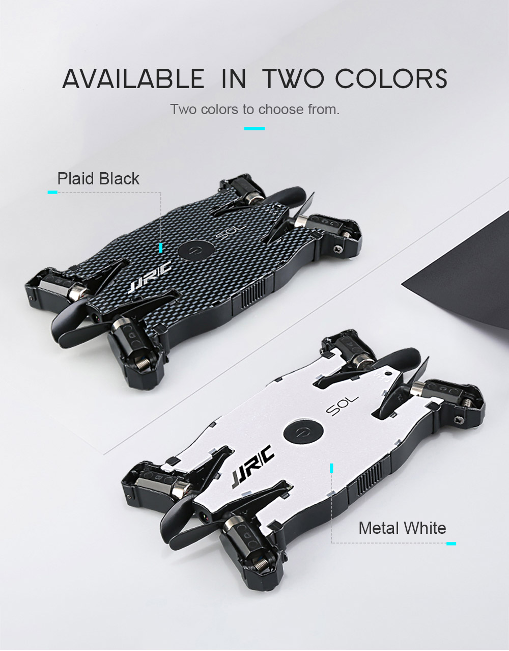 JJRC H49 SOL 720P WIFI FPV Ultrathin Foldable Selfie Drone with Beauty Altitude Hold Mode RC Quadcopter RTF - White