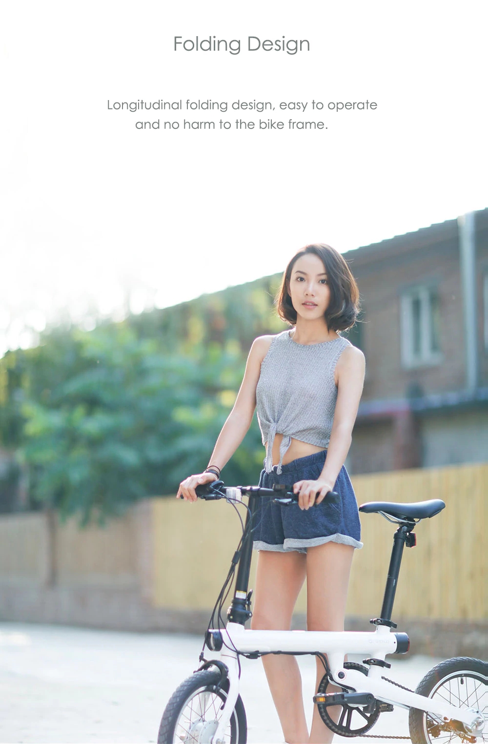 Original Xiaomi Mijia QICYCLE EF1 Smart Bicycle Foldable Bike Torque Sensor Moped Aluminum Alloy Frame Lightweight - White