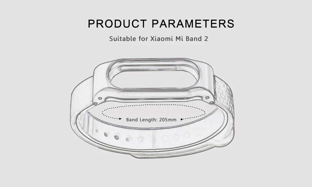 Replacement Watch Strap for Xiaomi Mi Band 2 Carbon Fiber Buckle Strap - Black