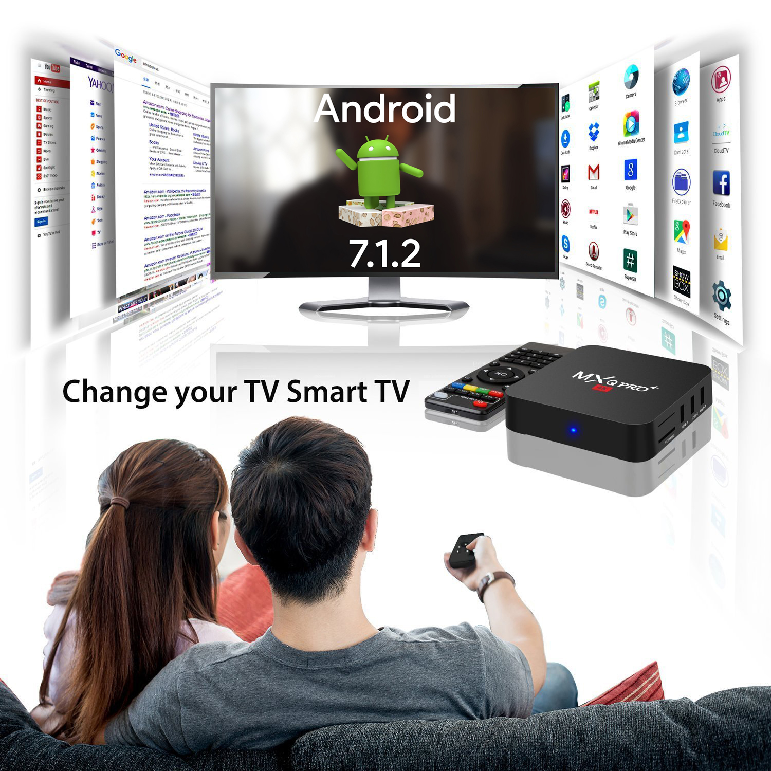 Bundle MXQ PRO+ Android 7.1.2 Amlogic S905X 4K KODI 17.3 TV BOX 2GB/16GB 2.4G/5G WIFI LAN Bluetooth HDMI + iPazzPort 2.4GHz Wireless Keyboard