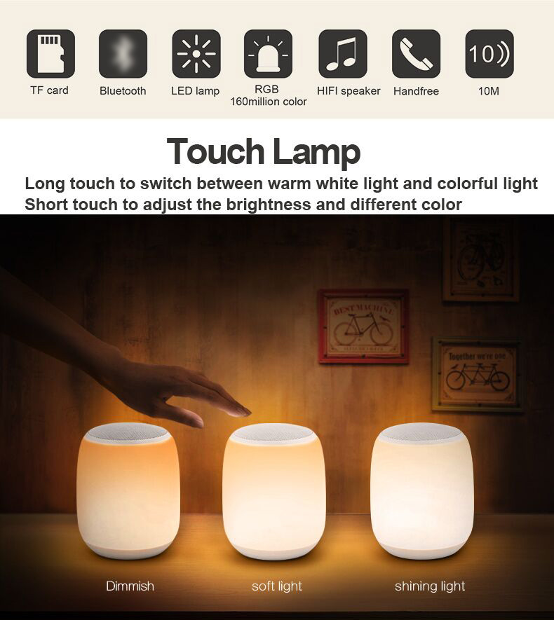 Q5 Portable Bluetooth Speaker Music Lamp Adjustable Atmosphere Led Lights - White