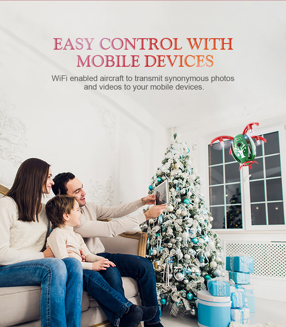 JJRC H66 X-mas Egg 720P WIFI FPV Selfie Drone with Gravity Sensor Transmitter Altitude Hold Mode RC Quadcopter RTF - Red