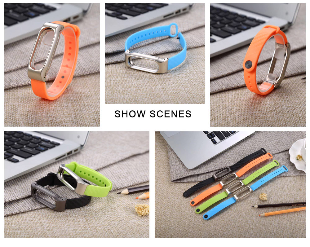 Replacement Watch Strap for Xiaomi Mi Band 2 Carbon Fiber Buckle Strap - Black