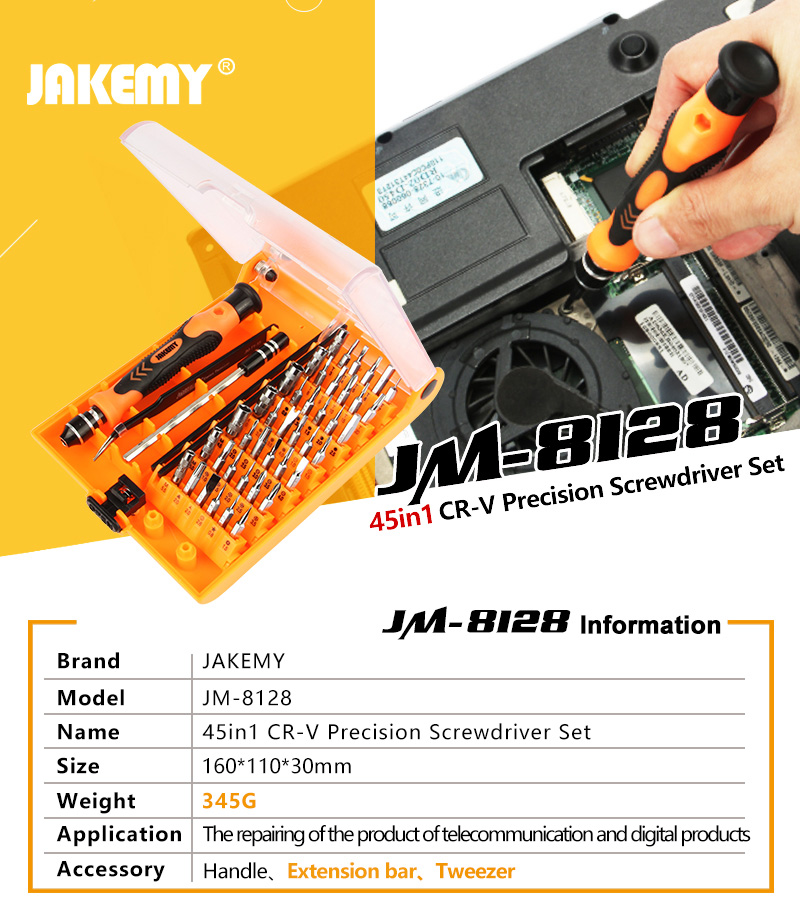 JAKEMY JM-8128 45 in 1 Screwdriver Set Multi-function Repair Tools