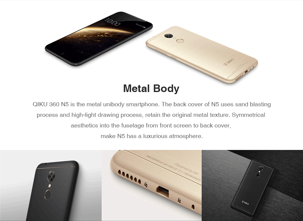 QIKU 360 N5 5.5 Inch 4G LTE Smartphone FHD Screen 6GB 64GB Snapdragon 653 Octa Core 13.0MP+8.0MP Cam Touch ID 4000mAh Fast Charge - Black