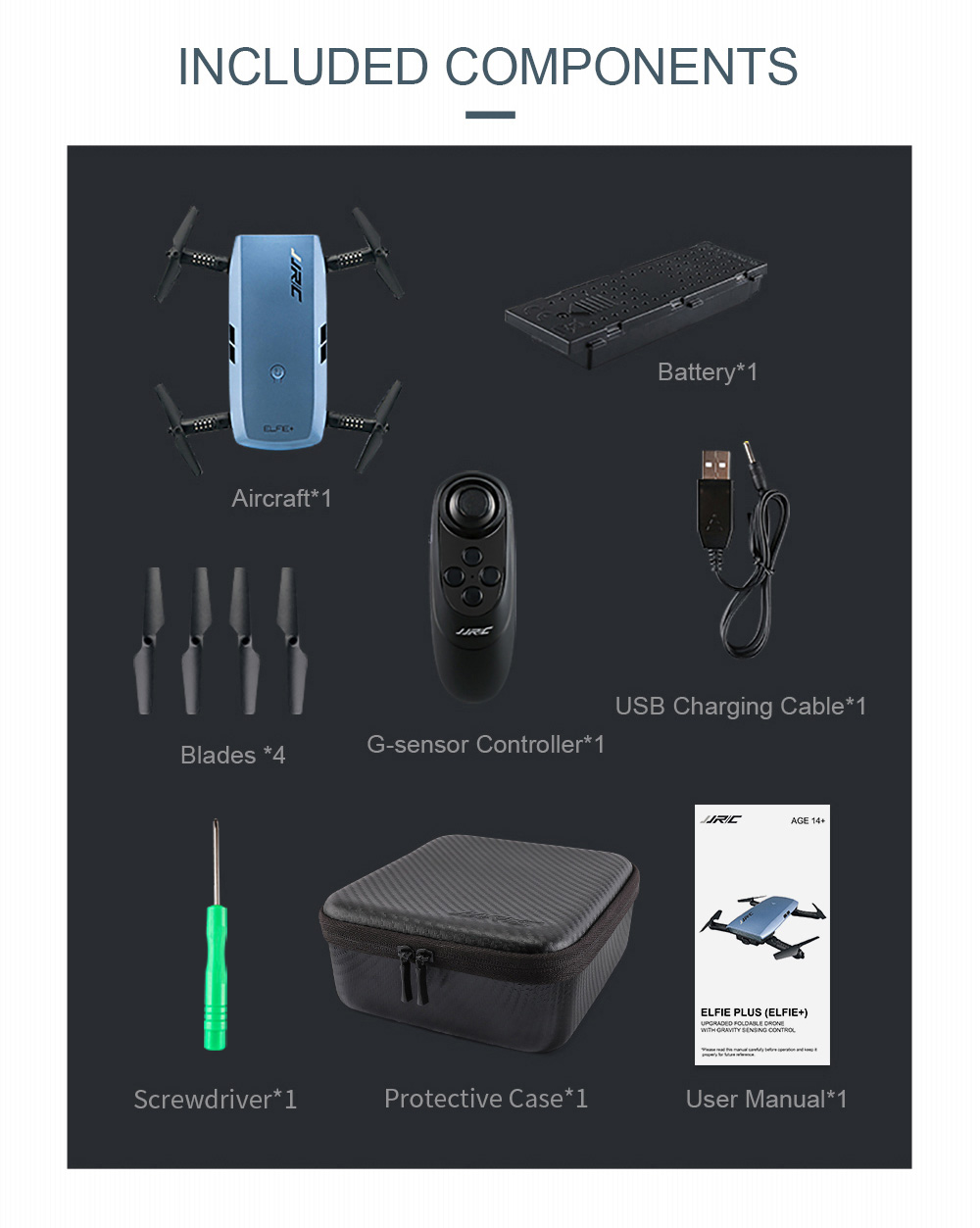 JJRC H47 ELFIE Plus 720P WIFI FPV Foldable Selfie Drone With Gravity Sensor Control Altitude Hold Mode RTF - Blue