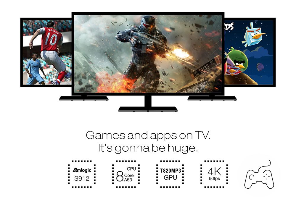QII Android 6.0 Amlogic S912 4K KODI 17.3 2GB/32GB TV BOX 2.4G/5.8G WIFI Bluetooth Gigabit LAN HDMI - Black