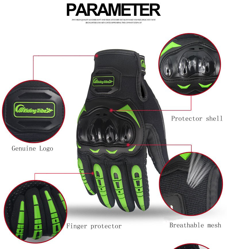 Riding Tribe MCS-17 Long Finger Motorcycle Racing Gloves Anti-slip Touch Screen Gloves for Motorbike M/L/XL - Black