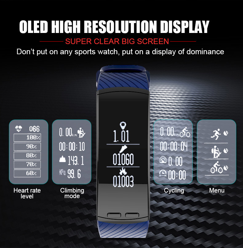 New P5 Sport Tracker With GPS Heart Rate Monitor Activity Tracker Fitness Bracelet For IOS/Android -Blue