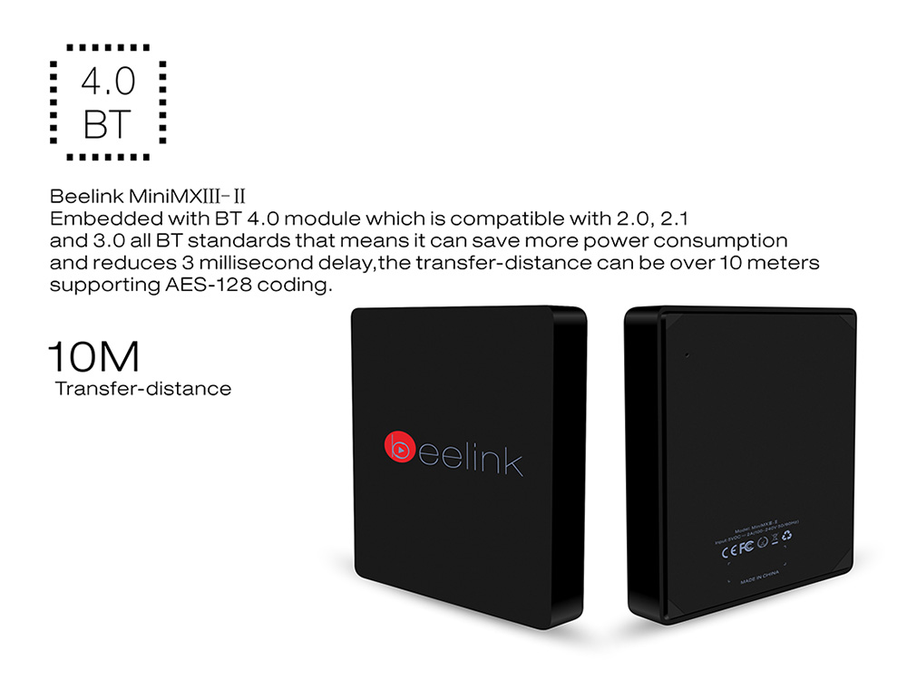 Beelink Mini MXIII-II Android 6.0 Amlogic S905X KODI 4K 2GB/16GB TV BOX 2.4G/5.8G WIFI Bluetooth LAN HDMI - Black