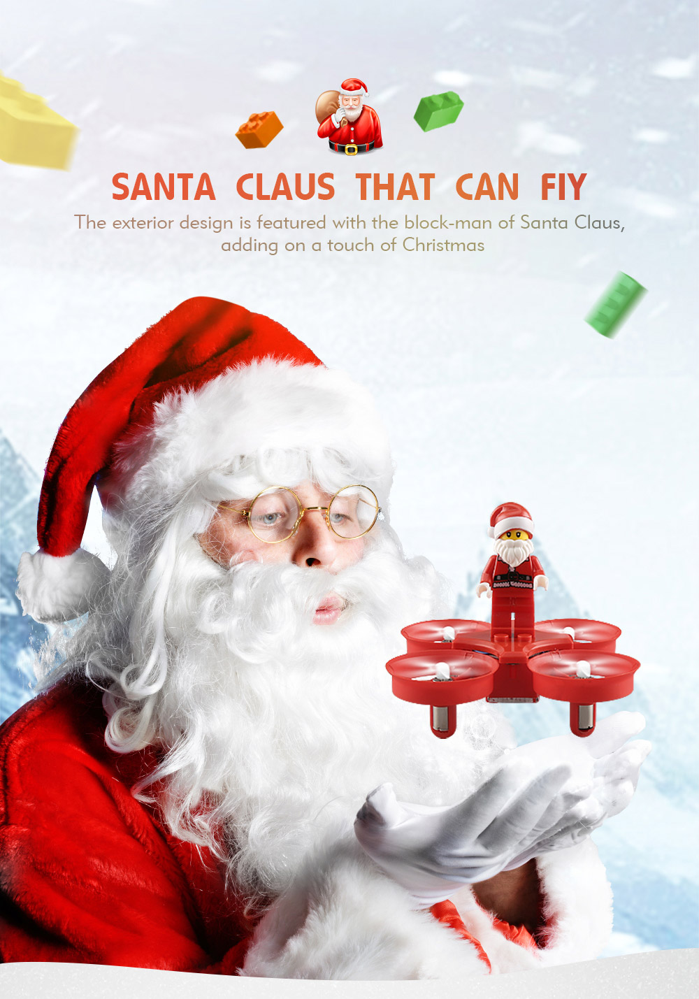 JJRC H67 Flying Santa Claus 2.4G 4CH 6-Axis Headless Mode Toy Brick RC Quadcopter RTF - White