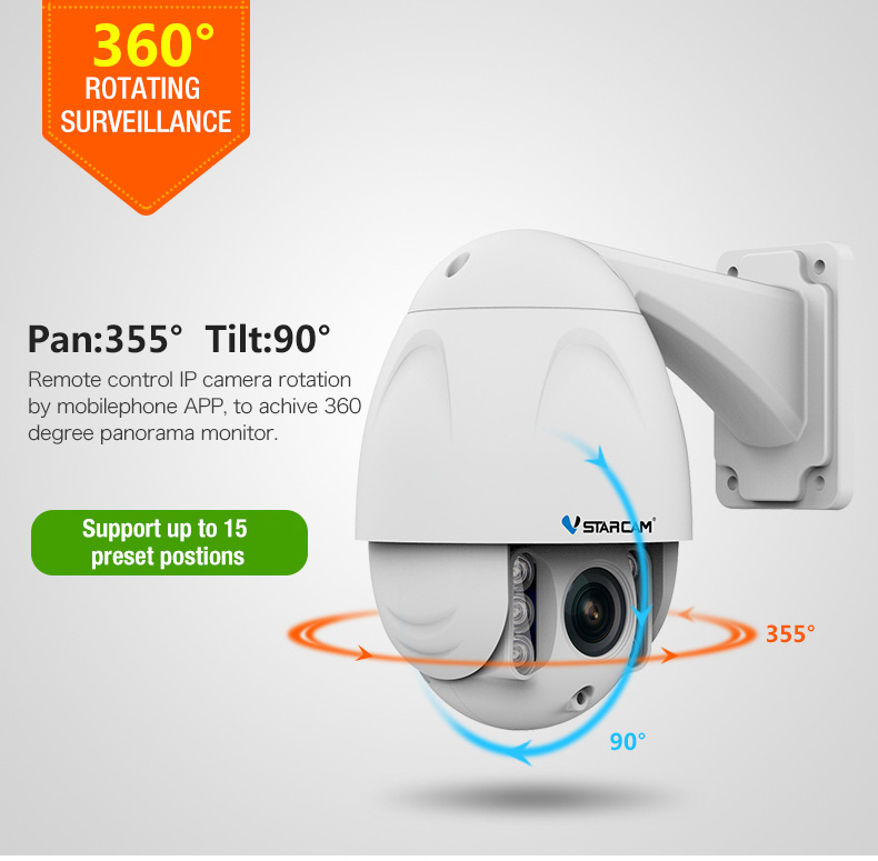 Vstarcam C34S-X4 1080P IP Camera 4X Optical Zoom Dual IR-CUT CMOS Motion Detection IP6 Waterproof Outdoor Camera -White