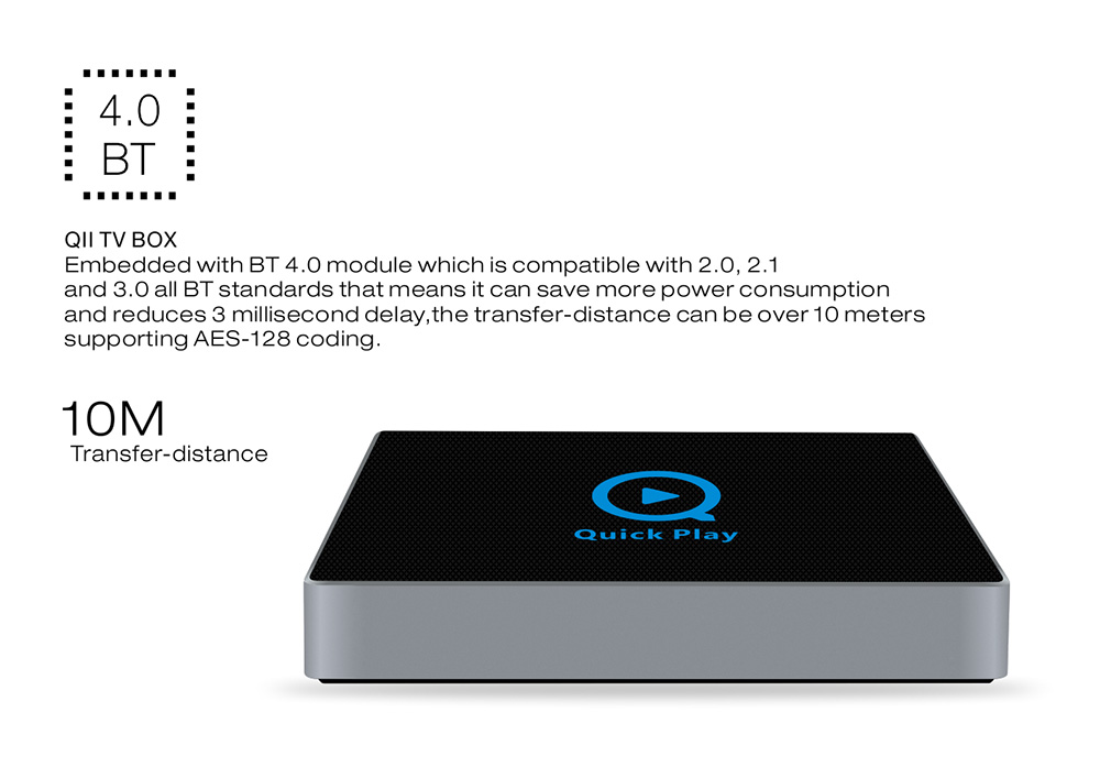 QII Android 6.0 Amlogic S912 4K KODI 17.3 2GB/32GB TV BOX 2.4G/5.8G WIFI Bluetooth Gigabit LAN HDMI - Black