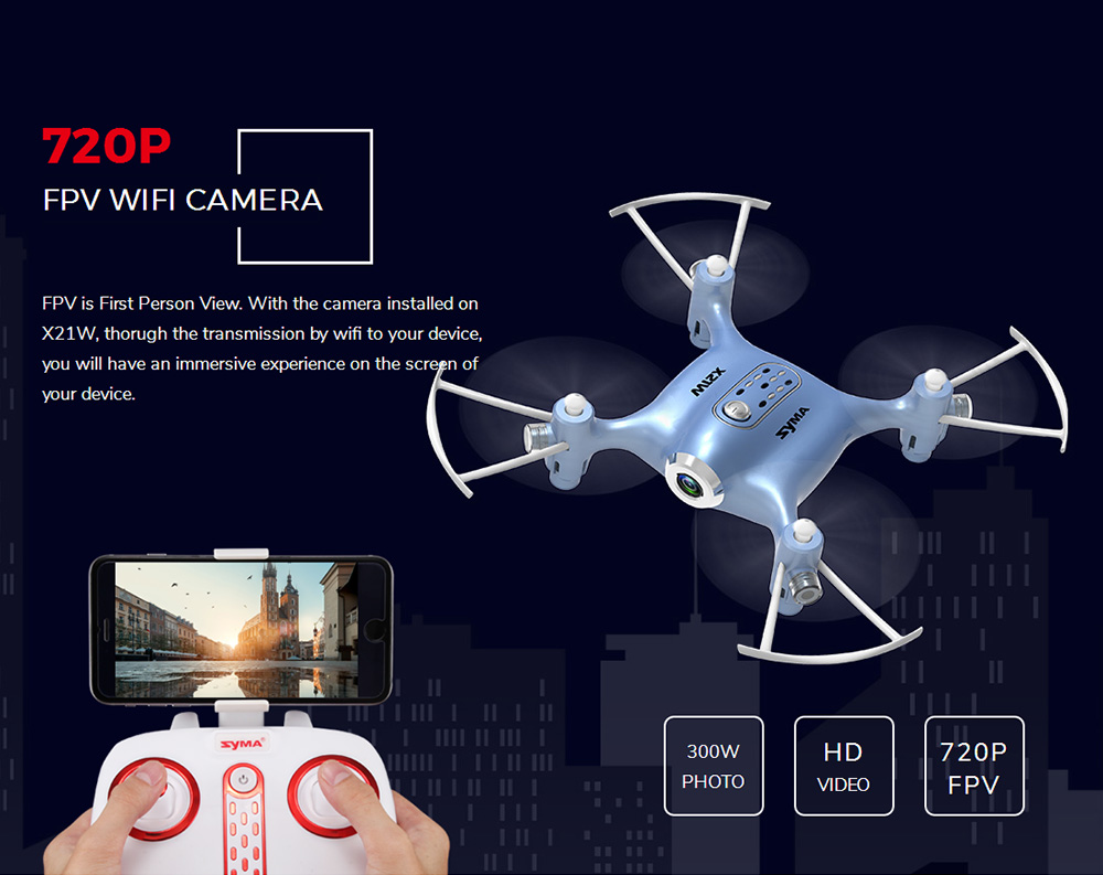 SYMA X21W WIFI FPV with HD Camera Altitude Hold Mode 4CH 6Aixs Gyro RC Quadcopter RTF - Gold