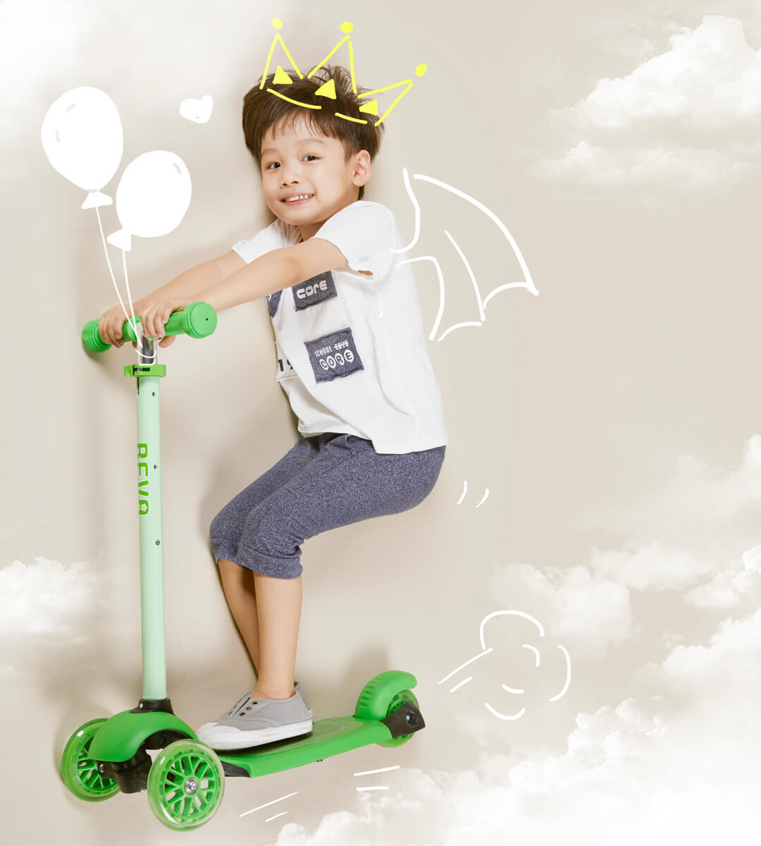 Xiaomi Mijia BEVA Scooter For Kids Adjustable Height Shock-Absorption Ergonomic Design Anti-slip Wide Deck Children Scooter - Pink