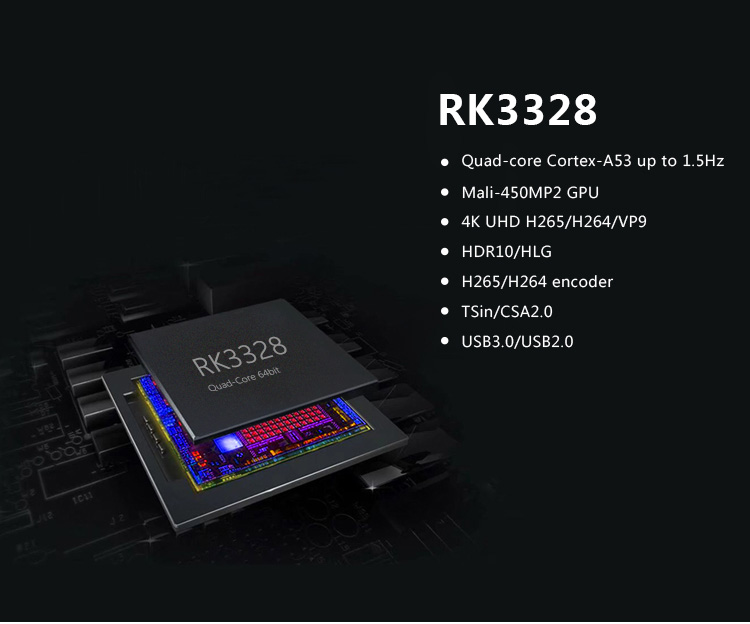 R-TV BOX R10 Android 7.1.2 RK3328 4K KODI 16.1 TV BOX 2GB/16GB 2.4G/5.8G WIFI LAN VP9 HDMI Bluetooth USB3.0 - Black