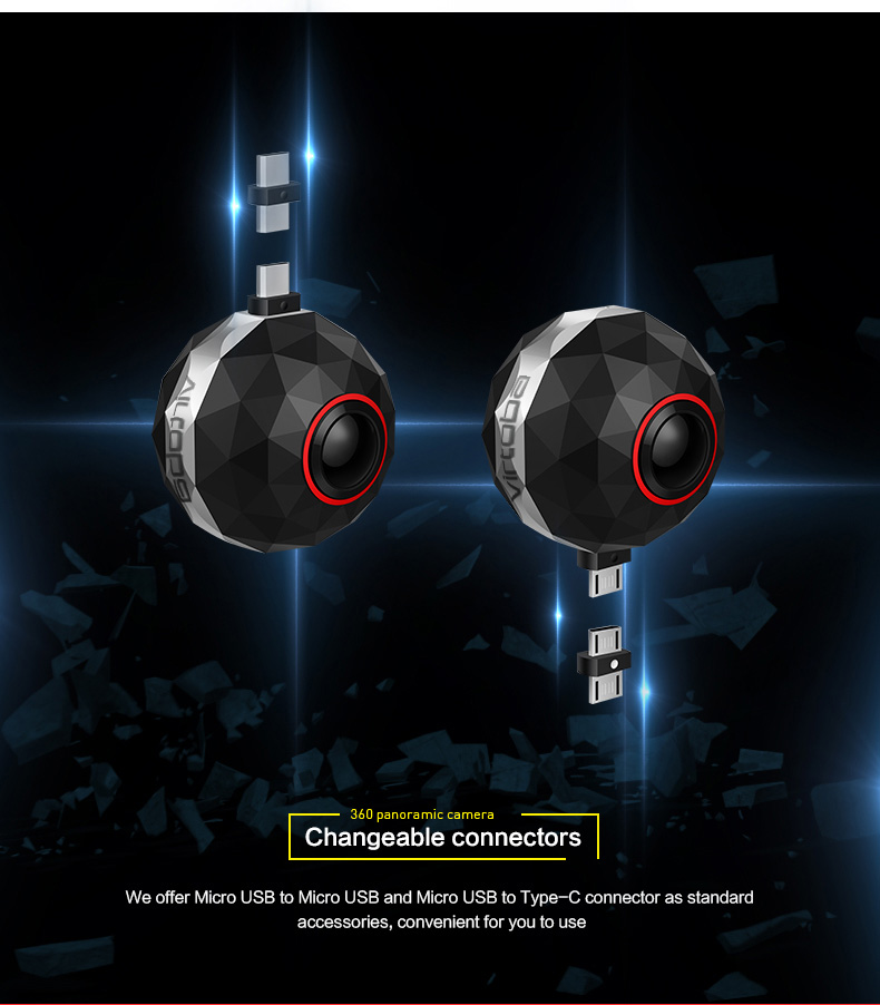 Virtoba CX-D6 3K 360 Degree FOV Panoramic Camera 1080P Mini Video Remote View Video Intercom Plug And Play For Android - Black