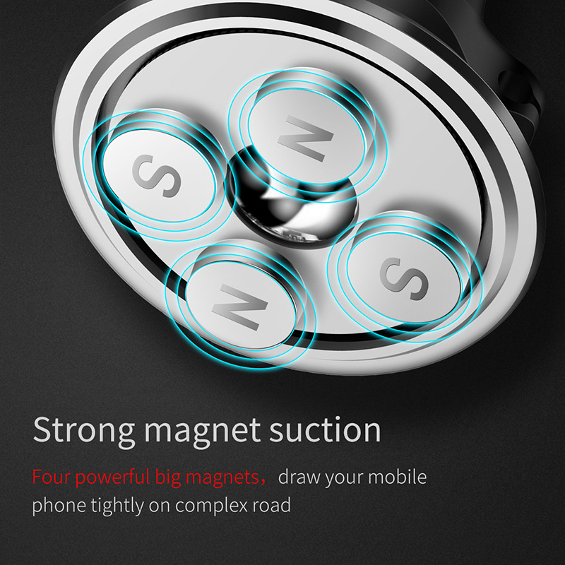 Baseus SUGX-A01 360 Degree Rotation Magnetic Air Vent Car Mount with Cable Clip Holder Car Phone Bracket - Black