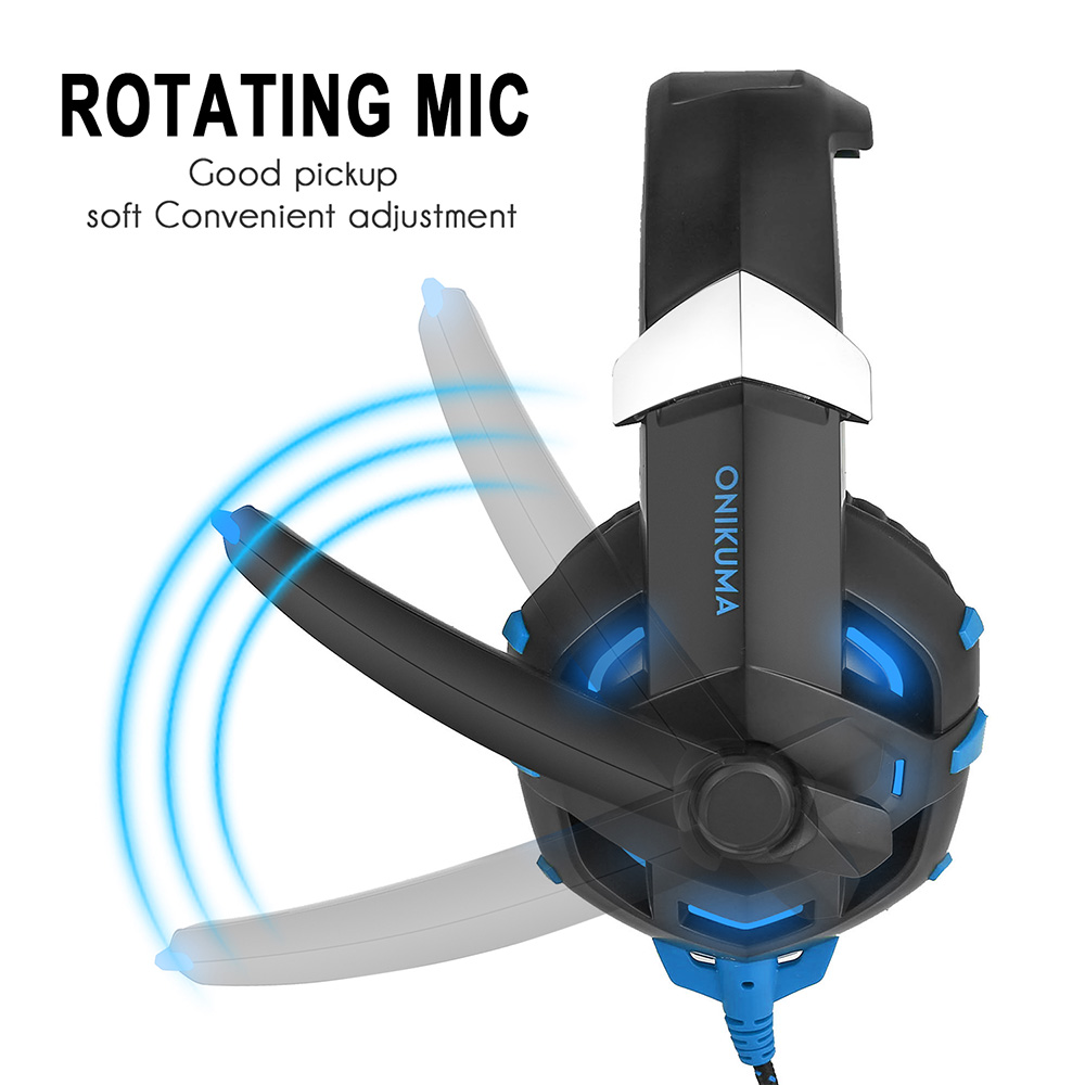 ONIKUMA K2 Gaming Headphone with Mic 7.1 Sound Track Active Noise Canceling - Blue + Black