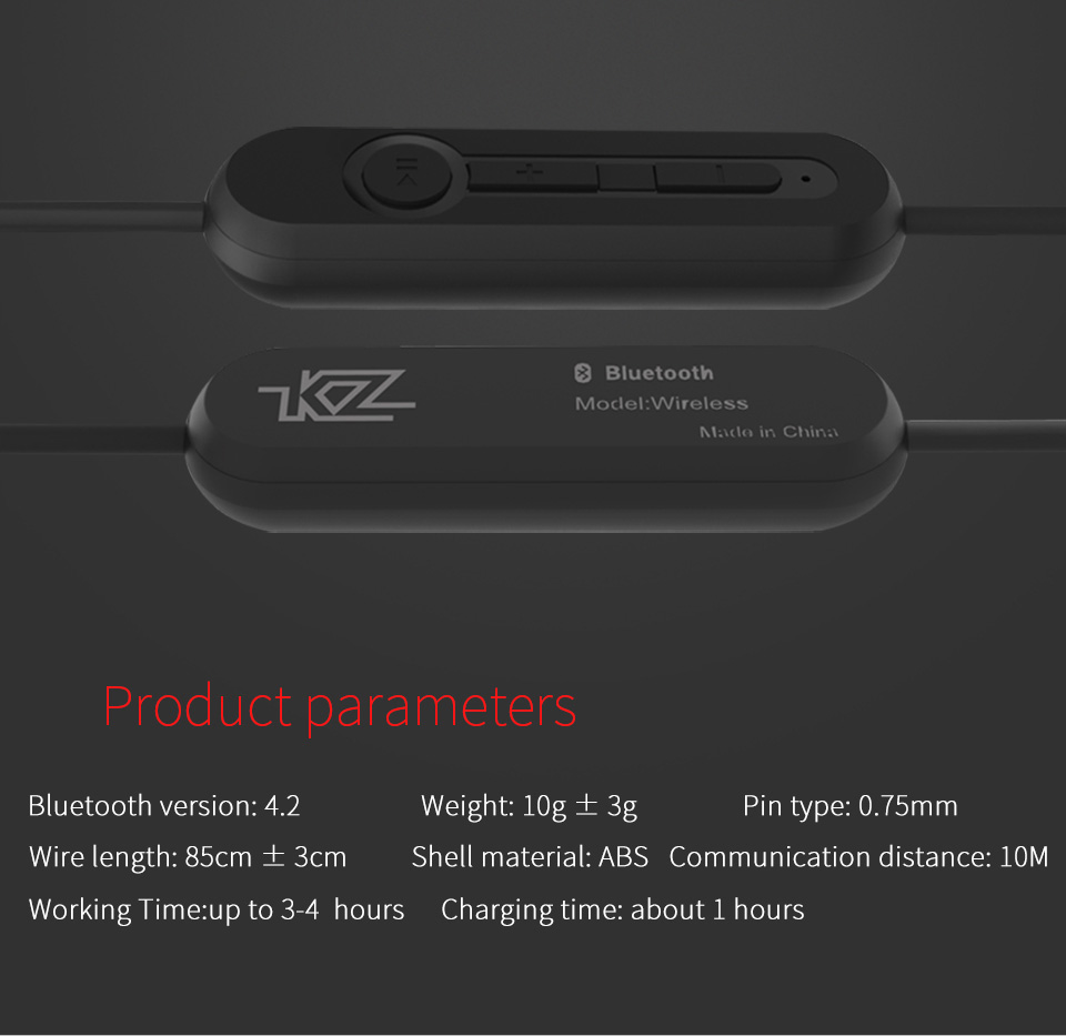 KZ Bluetooth Module Upgrade Detachable Cord Low Battery Alarm On-cord Control for ZS3 ZS5 ZS6