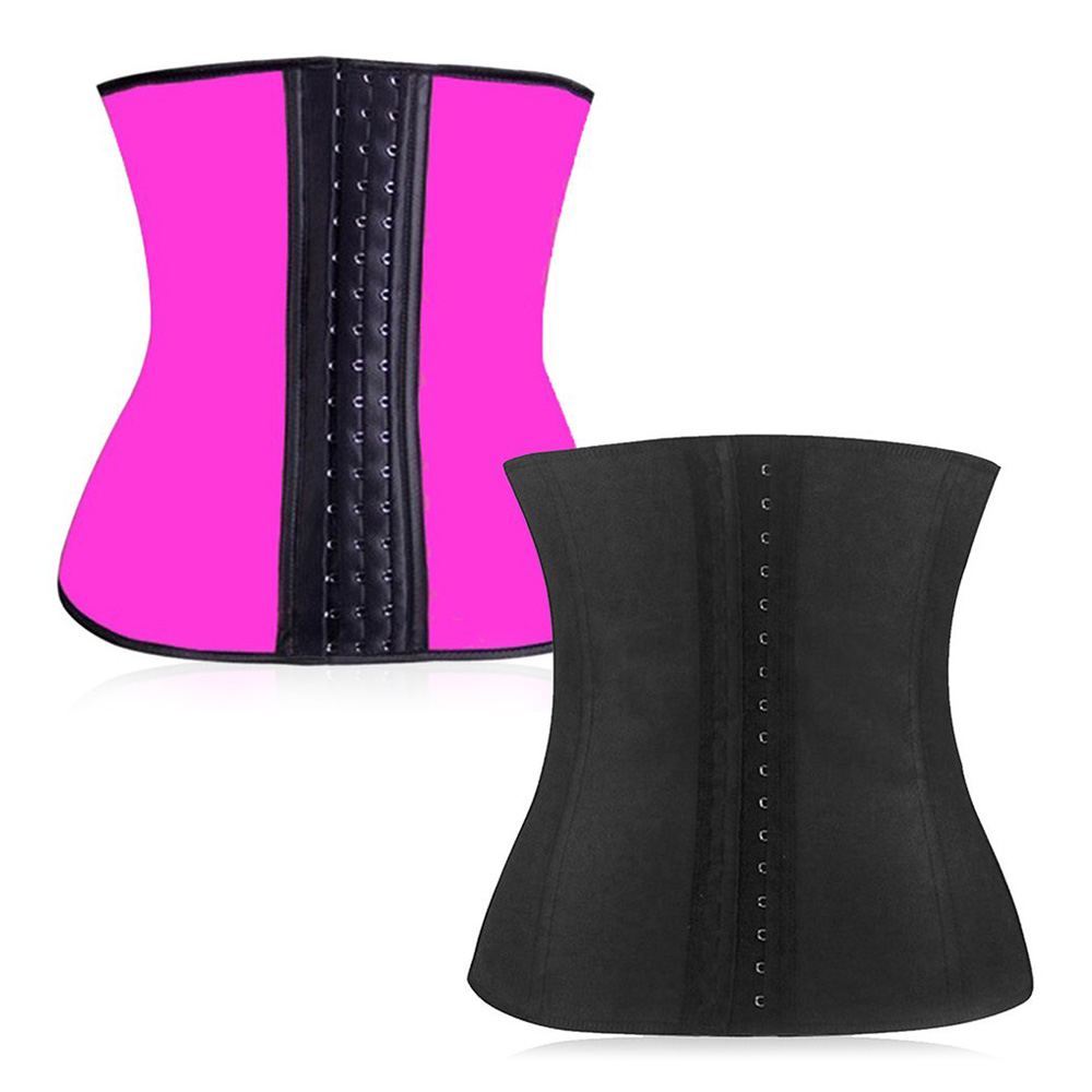 Breathable 4 Steel Women Waist Trainer Cincher Rubber Slimming Body Shaper M -Black