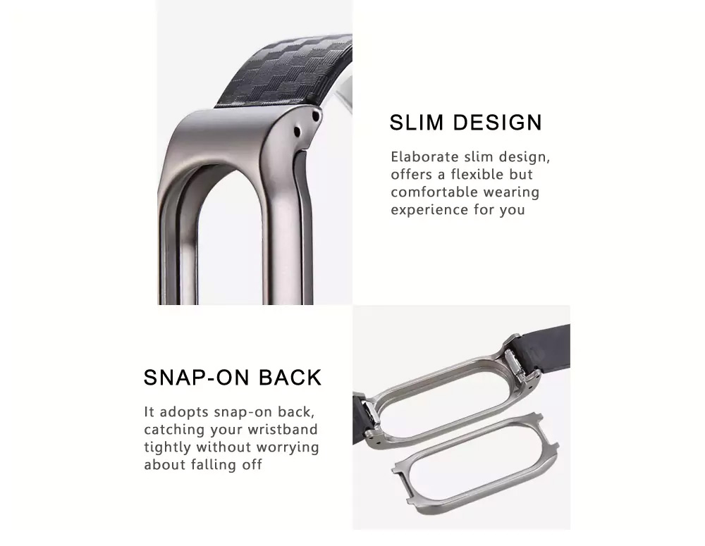 Replacement Watch Strap for Xiaomi Mi Band 2 Carbon Fiber Buckle Strap - Black
