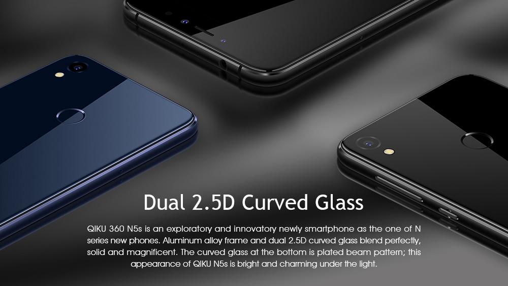 QIKU 360 N5s 5.5 Inch 4G LTE Smartphone Dual Front Camera 6GB 64GB Snapdragon 653 Octa Core Dual Curved 2.5D Screen Touch ID Fast Charge 3730mAh - Blue