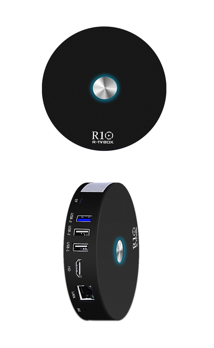 R-TV BOX R10 Android 7.1.2 RK3328 4K KODI 16.1 TV BOX 2GB/16GB 2.4G/5.8G WIFI LAN VP9 HDMI Bluetooth USB3.0 - Black