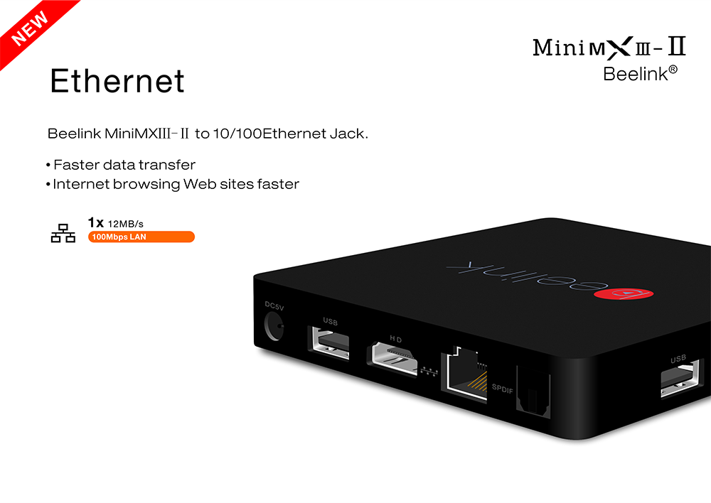 Beelink Mini MXIII-II Android 6.0 Amlogic S905X KODI 4K 2GB/32GB TV BOX 2.4G/5.8G WIFI Bluetooth Gigabit LAN HDMI - Black