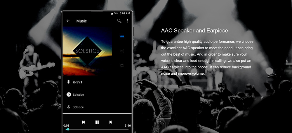 vkworld Mix Plus 5.5 Inch Smartphone Bezel-less Screen 3GB 32GB MT6737 Quad Core 13.0MP+8.0MP Cam Android 7.0 Touch ID AAC Speaker- Black
