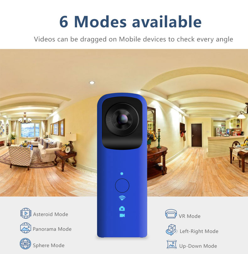 G601 Cortex A5 OV4689 Handhold Panoramic Action Camera 1080P 30fps WiFi 210 Degree Wide Angle Dual Lens Sports Camera - Orange