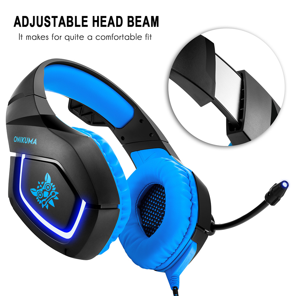 ONIKUMA K1-B Gaming Headphone with Mic Active Noise-canceling for PS4 XBOX ONE - Blue