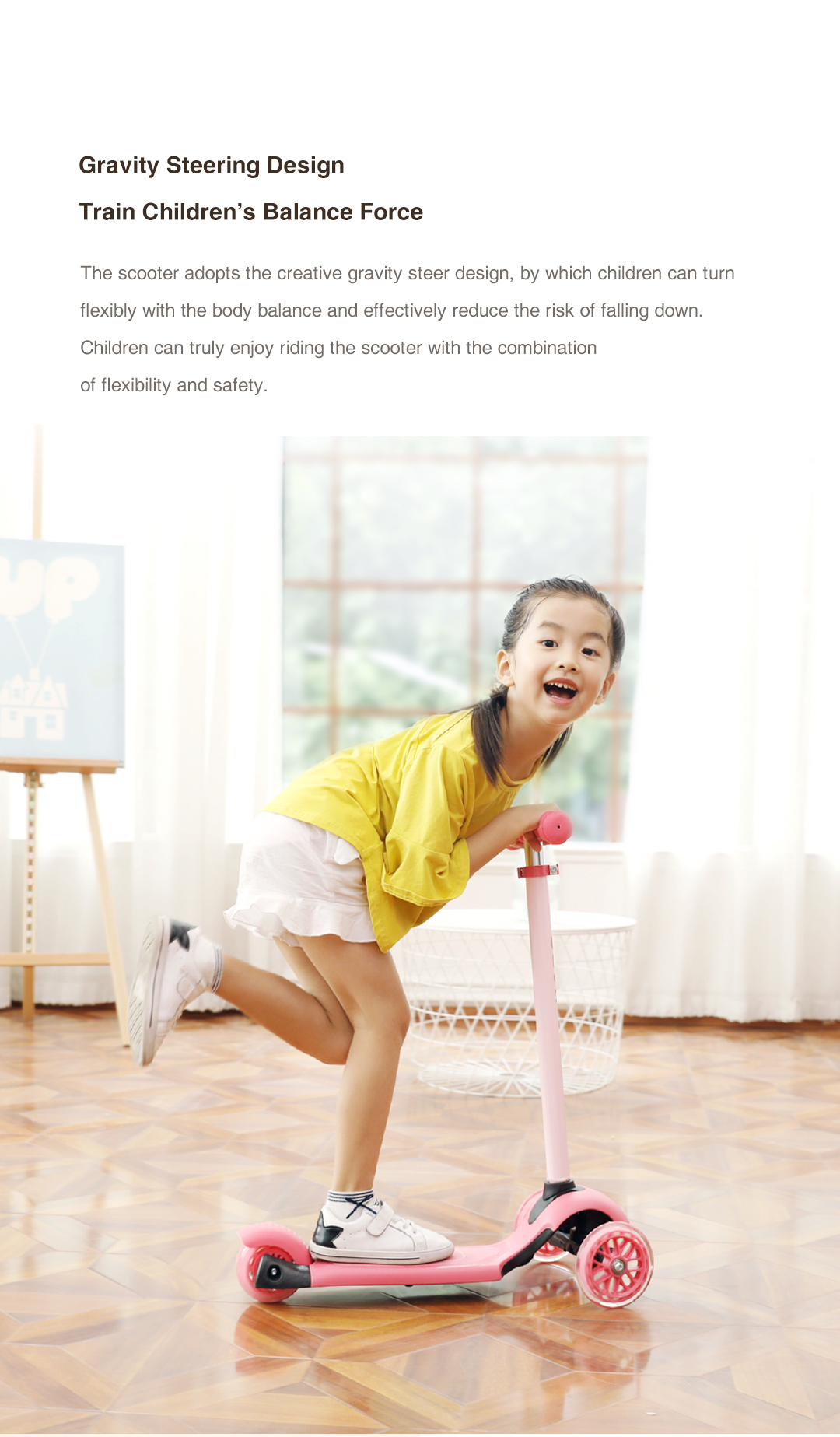 Xiaomi Mijia BEVA Scooter For Kids Adjustable Height Shock-Absorption Ergonomic Design Anti-slip Wide Deck Children Scooter - Pink