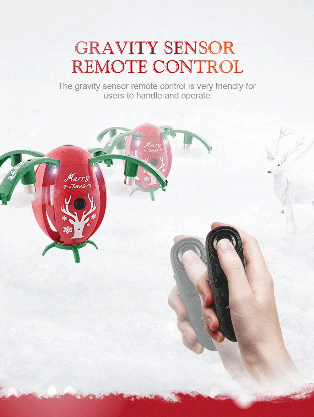 JJRC H66 X-mas Egg 720P WIFI FPV Selfie Drone with Gravity Sensor Transmitter Altitude Hold Mode RC Quadcopter RTF - Red