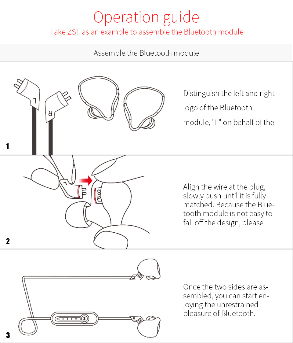 KZ Bluetooth Module Upgrade Detachable Cord Low Battery Alarm On-cord Control for ZST ED12