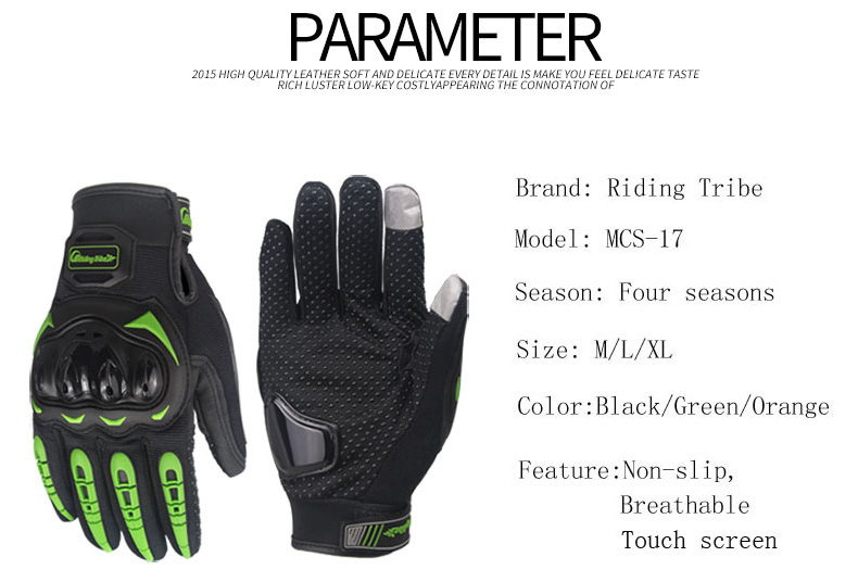 Riding Tribe MCS-17 Long Finger Motorcycle Racing Gloves Anti-slip Touch Screen Gloves for Motorbike M/L/XL - Black