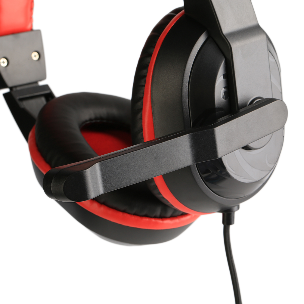 3.5mm Adjustable Gaming Headphones Stereo Noise-canceling Headset - Black & Red