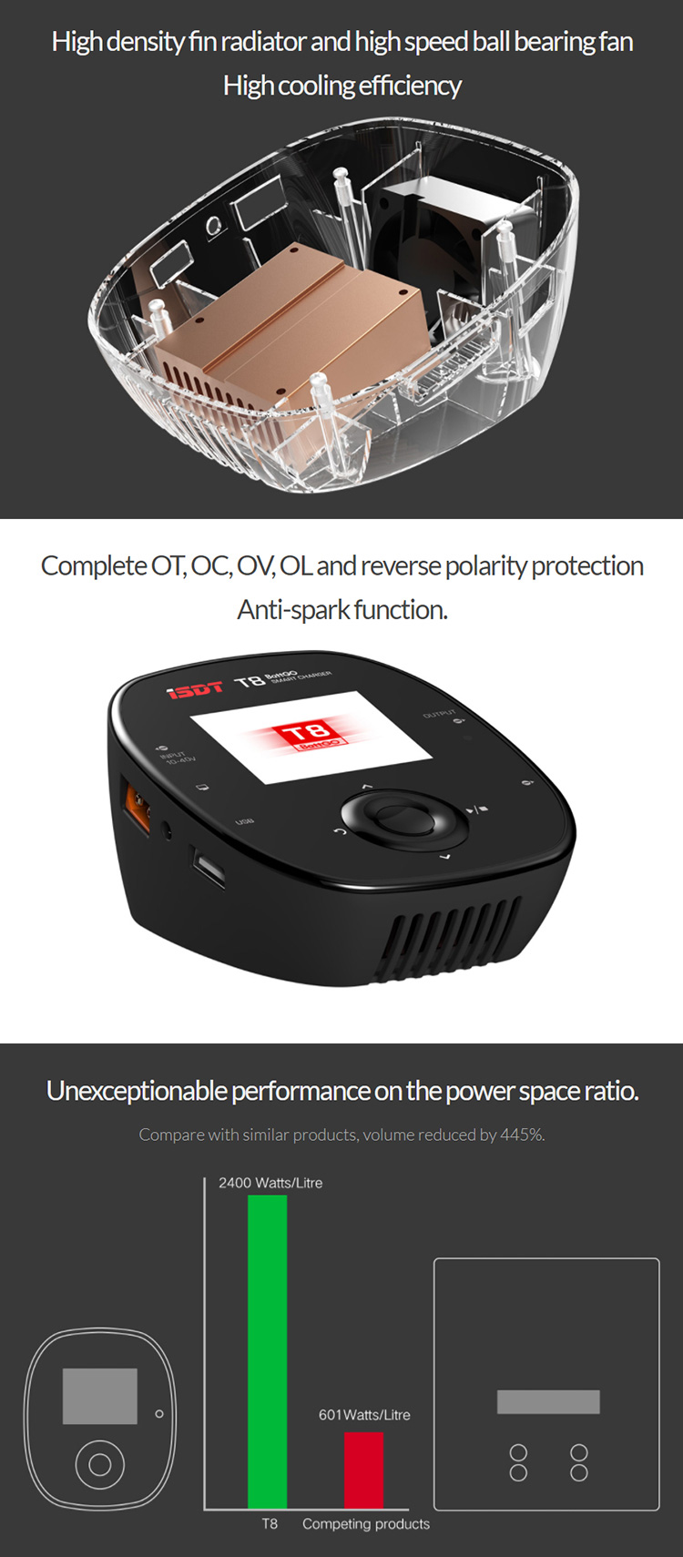 ISDT T8 BattGo Smart Balance Charger 1000W 35A for 1-8S Lipo Battery