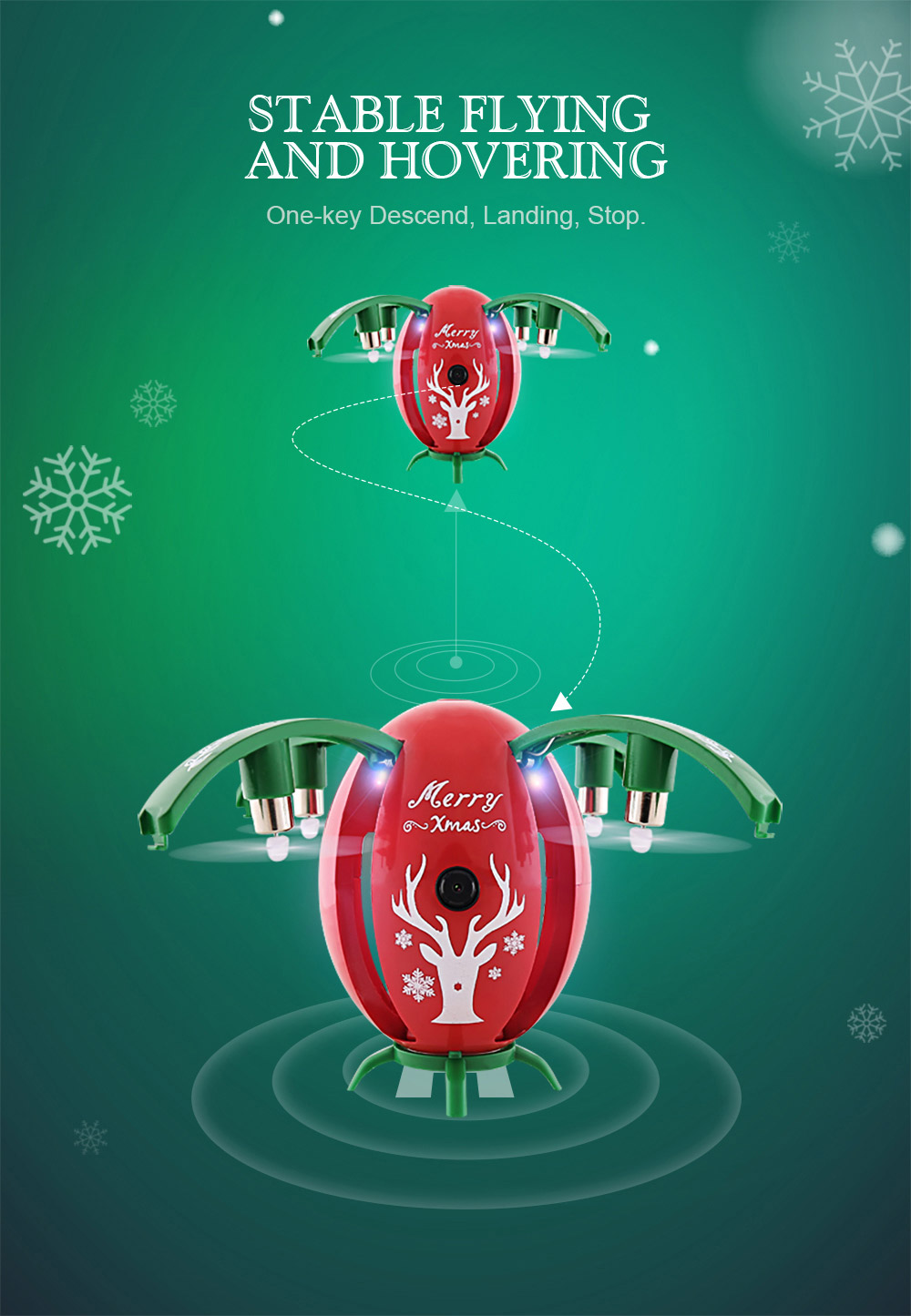 JJRC H66 X-mas Egg 720P WIFI FPV Selfie Drone with Gravity Sensor Transmitter Altitude Hold Mode RC Quadcopter RTF - Red