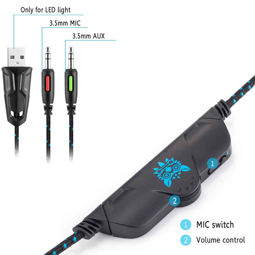 ONIKUMA K1-B Gaming Headphone with Mic Active Noise-canceling for PS4 XBOX ONE - Blue