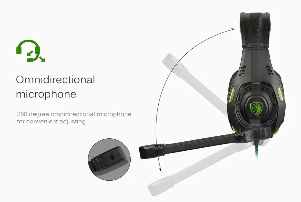 SADES SA-938 Gaming Headset with Mic Volume Control Noise Canceling - Black + Green