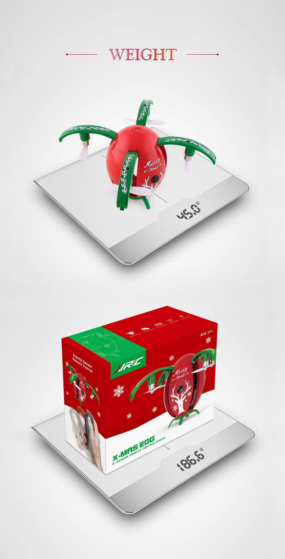 JJRC H66 X-mas Egg 720P WIFI FPV Selfie Drone with Gravity Sensor Transmitter Altitude Hold Mode RC Quadcopter RTF - Red