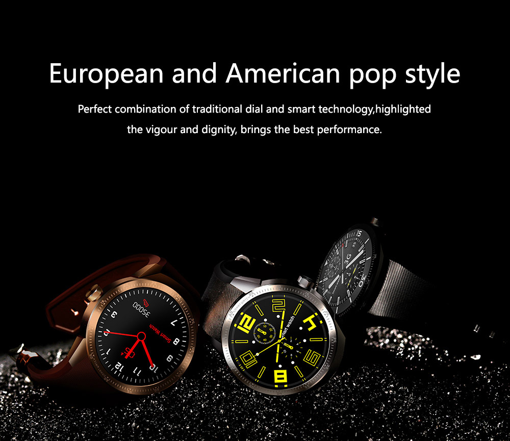 K98H Smartwatch Phone 1.3 Inch Android 4.1 MTK6572A 1.2GHz Dual Core 4GB ROM IP54 Water Resistant Bluetooth Compatible with iOS Android - Black