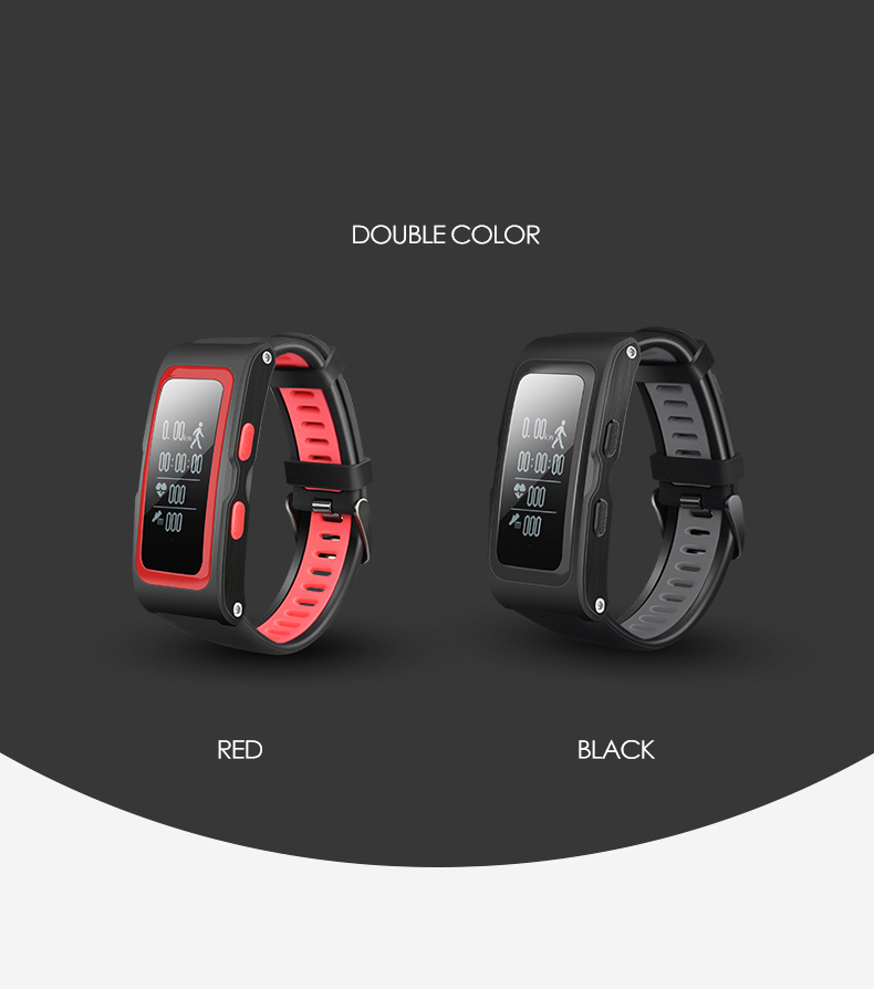 T28 Bluetooth Smart Band IP68 Dynamic Heart Rate Monitor GPS Tracker Temperature Altitude Bluetooth Smart Wristband Fitness Tracker - Black