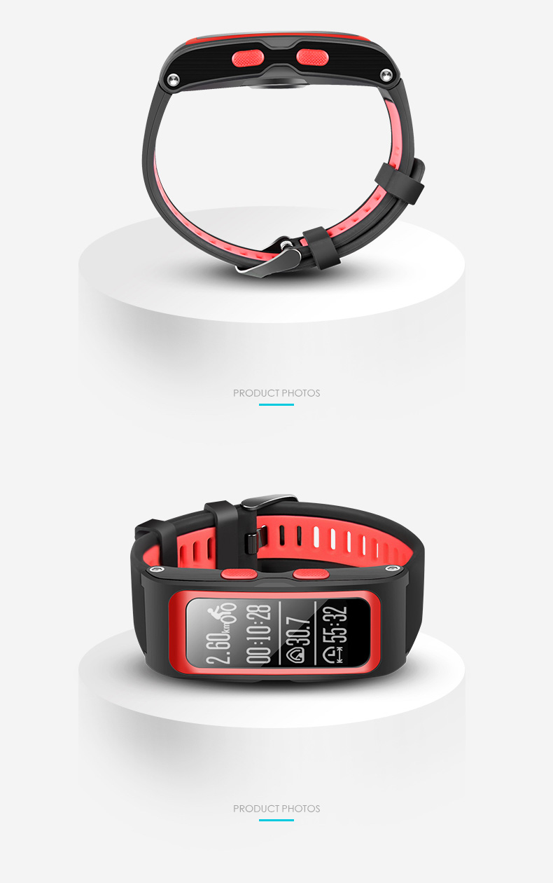 T28 Bluetooth Smart Band IP68 Dynamic Heart Rate Monitor GPS Tracker Temperature Altitude Bluetooth Smart Wristband Fitness Tracker - Black