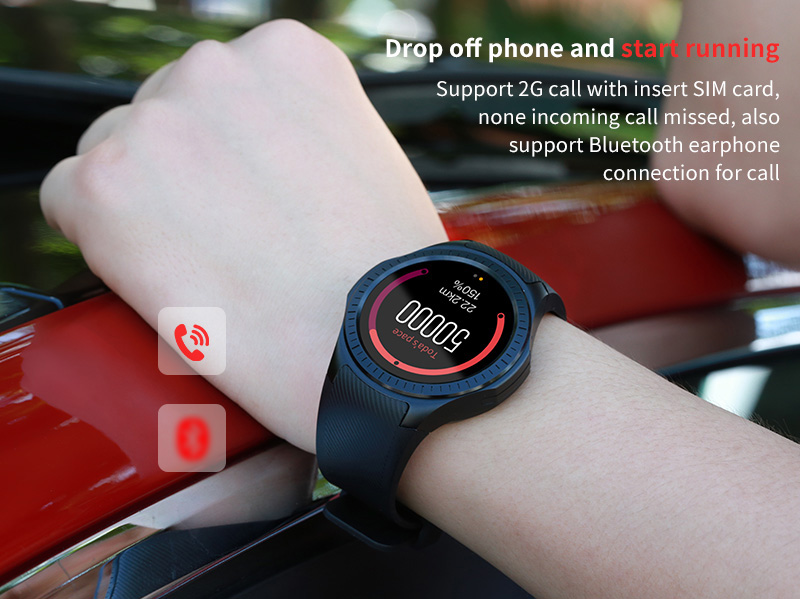 L1 GPS Bluetooth MTK2503 64MB RAM 128MB ROM 16GB TF Card SMS Reminder Siri Multi-mode Sports Smart Watch - Black