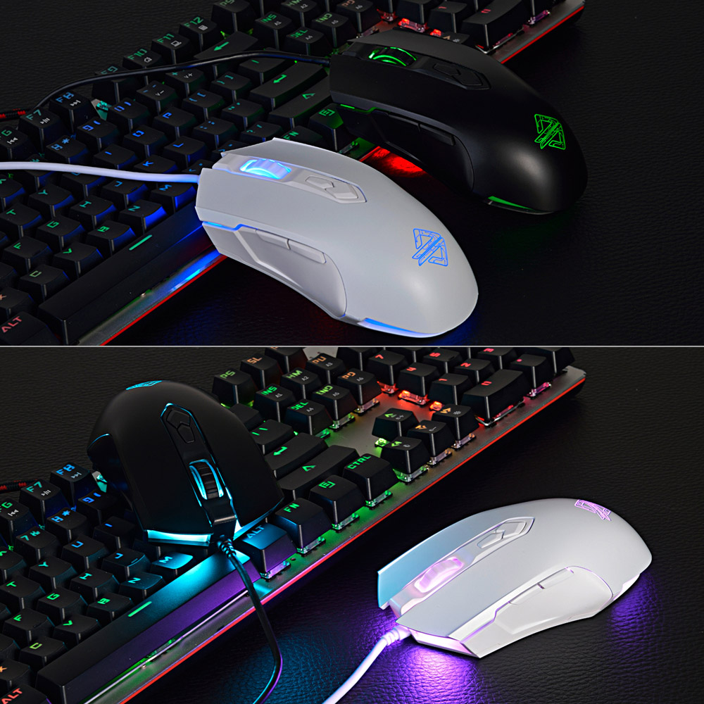 Ajazz Wired Mechanical Keyboard + Gaming Mouse Set RGB Black Switch 104 Keys - Black