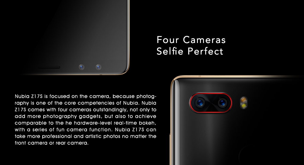 ZTE Nubia Z17S 5.73 Inch 4G LTE Smartphone Snapdragon 835 Octa Core 8GB 128GB Four Cameras Android 7.1 NFC Type-C 26W Flash Charge - Blue